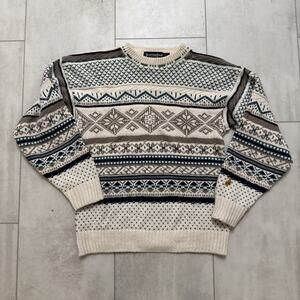 Vintage Scottish Isle Tag Knit Sweatshirt Pullover Bernette AOP 80s Medium